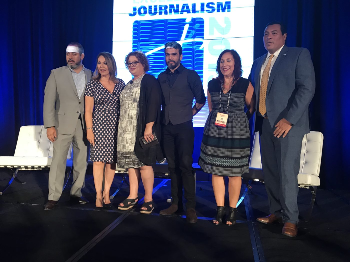 Maria Elena Salinas, Carla Minet, Oscar Serrano, Angel Salcedo, EIJ19, RTDNA, student newsroom